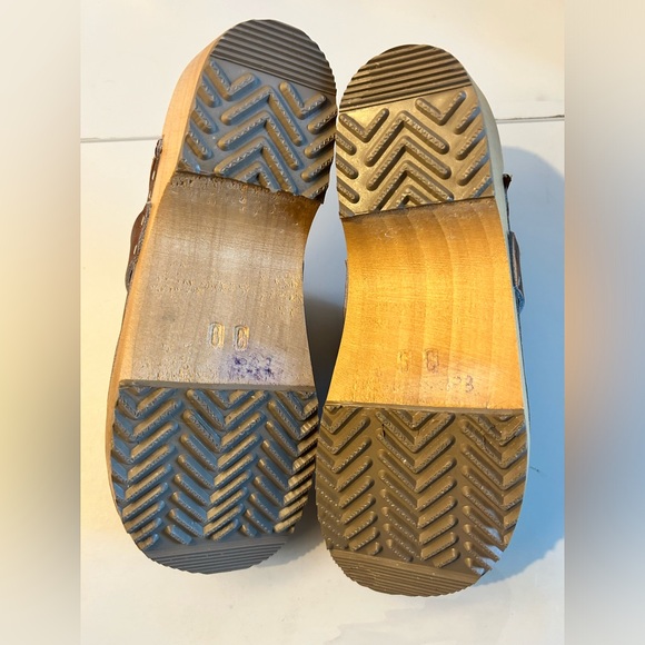 BJORK Maja Brown Leather Mule Clog with Wooden Sole Open Back Sz 39 8-8.5 - Picture 16 of 16